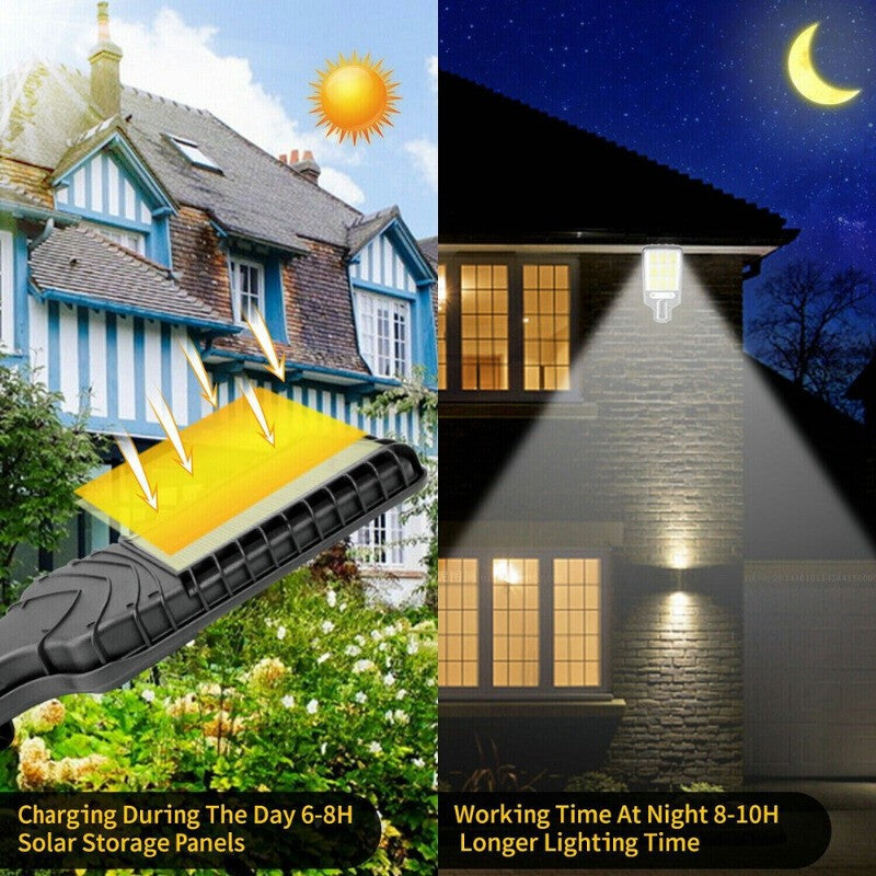 4PCS 6000W LED Solar PIR Motion Sensor Wall Light Security Garden Lamp W/Remote
