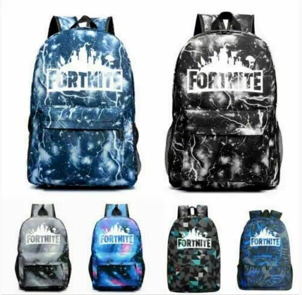 FORTNITE GALAXY SHOULDER BLUE BACKPACK BOY GIRL GLOW IN DARK SCHOOL BAG RUCKSACK