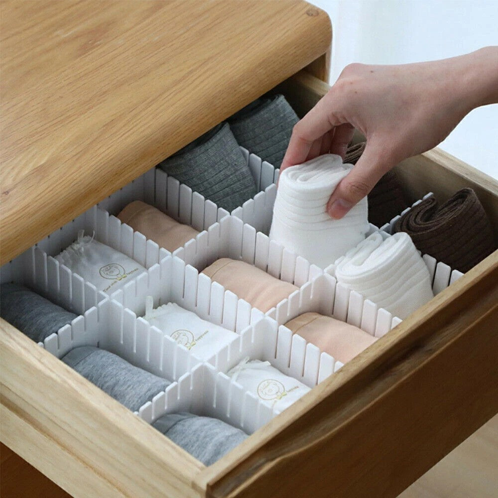 8PCS Drawer Grid Dividers–Adjustable DIY Storage Inserts (47x7cm) for All Drawer