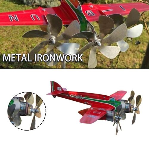 Airplane Wind Spinners Metal Pinwheels Outdoor Aircraft Windmill Garden Decor