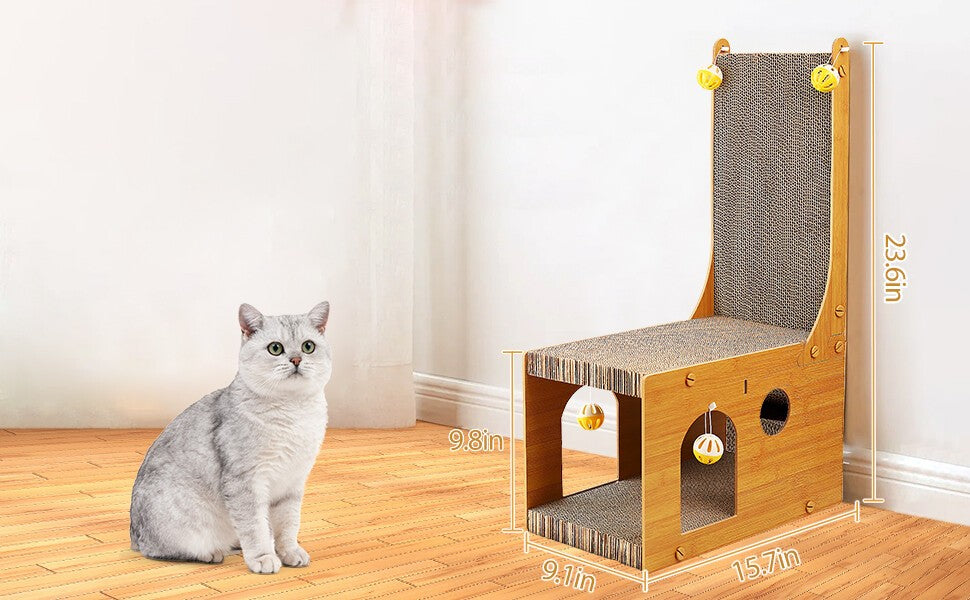 NEW L-shaped cat scratcher is made of non-toxic corrugated paper
