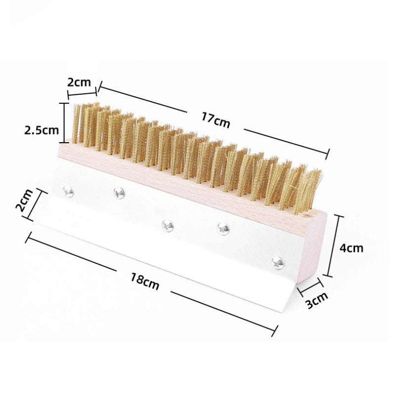 1.6m Top Quality Pizza Oven Brush &Steel Handle Brass Bristles & Steel Scraper
