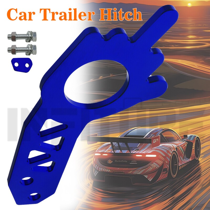 Blue Universal Trailer Car Racing Tail Tow Towing Hook Rear Hitch Aluminum Alloy