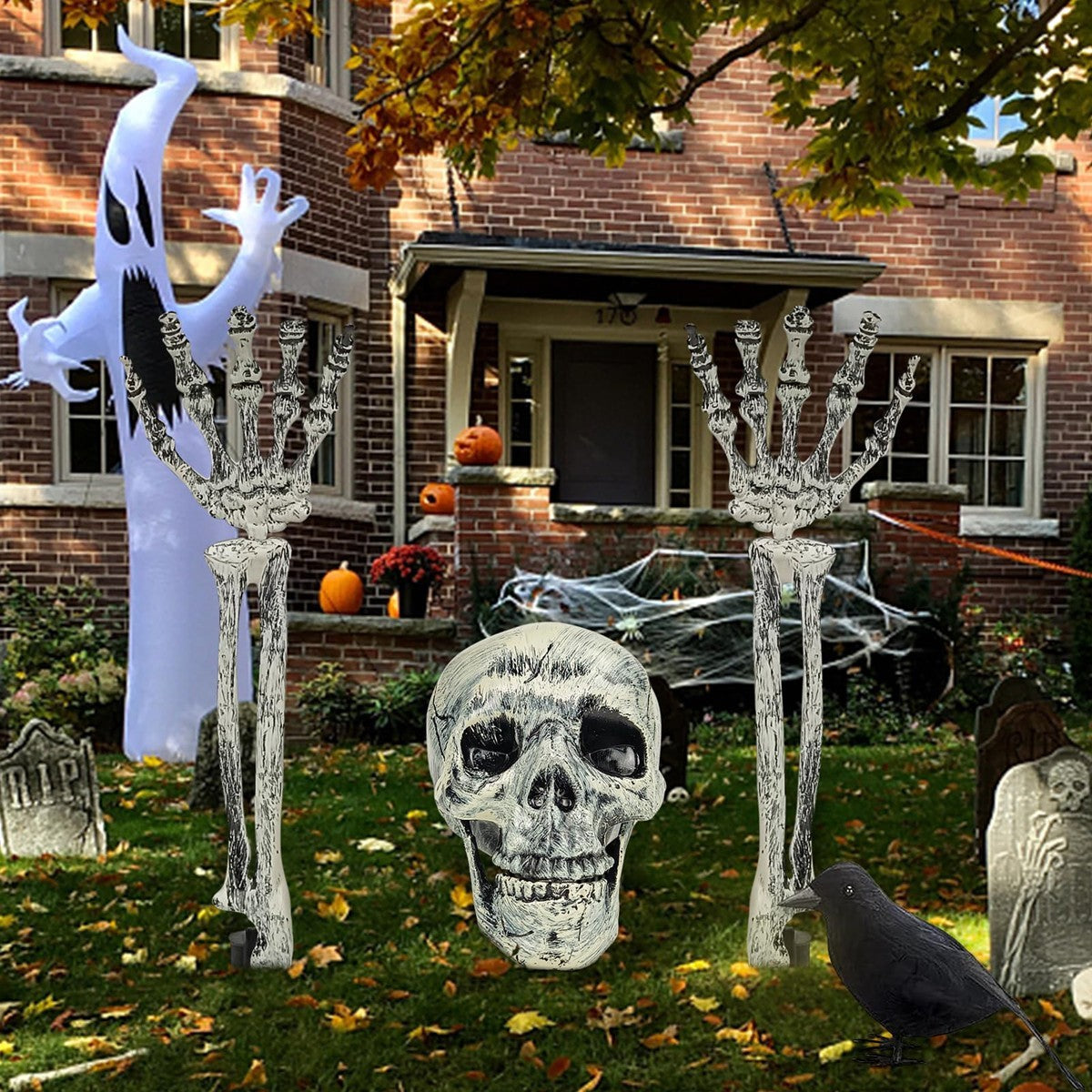 Realistic Skeleton Stakes Halloween Decorations Scary Skeleton for Lawn Garden