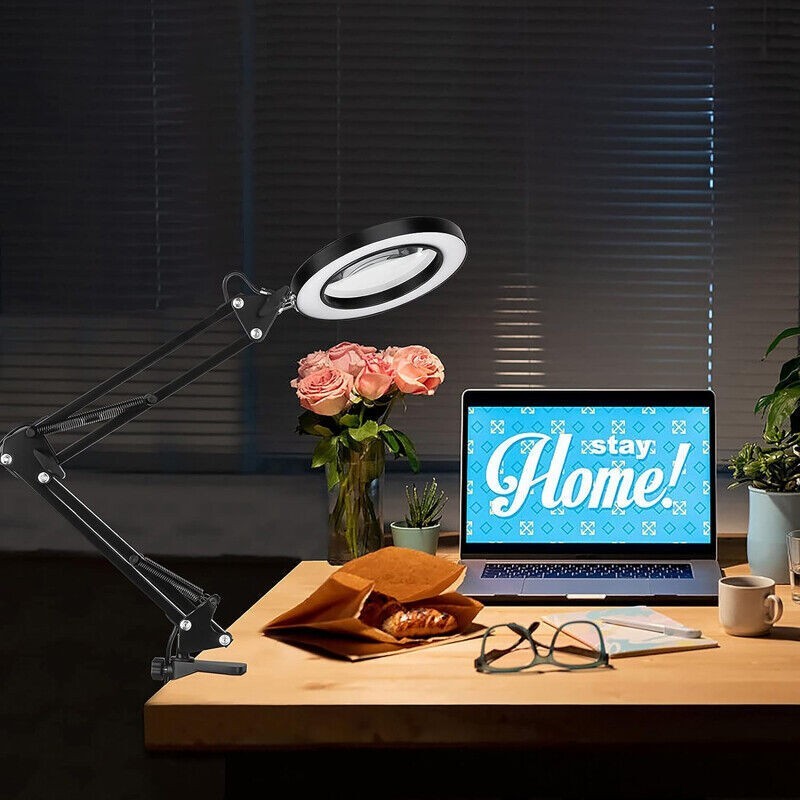 10X Magnifying Glass Lamp LED Light Magnifier Desk Table Task Craft Work Bench