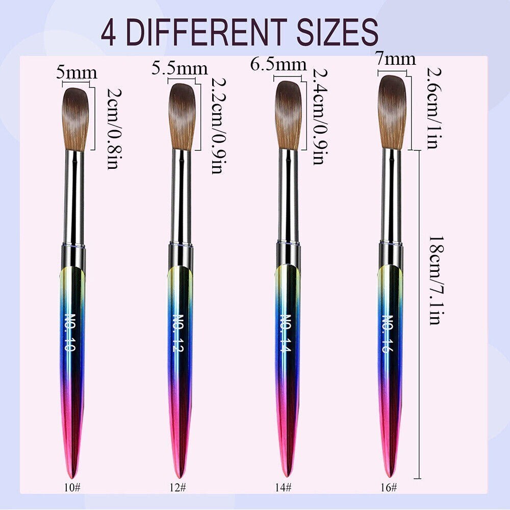4Pcs/Set Kolinsky Sable Nail Art Brush Set Acrylic Brushe Powder Brushes