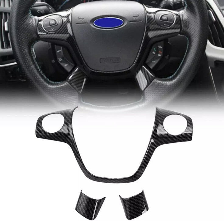 Carbon Fibre Effect Steering Wheel Trim Cover For Ford Focus MK3 Kuga C-Max