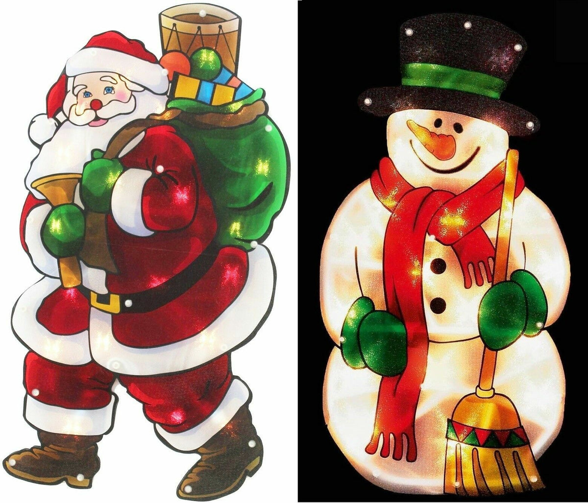 Santa / Snowman 20 LED Christmas Window Silhouette Lights Decoration Indoor Xmas