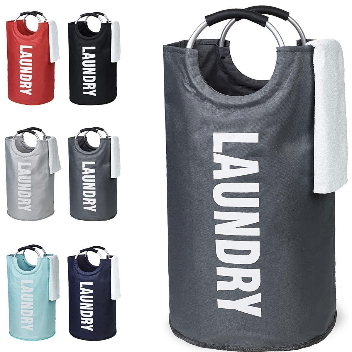 82L Foldable Fabric Laundry Basket Collapsible Clothes Hamper Bag Washing Bin