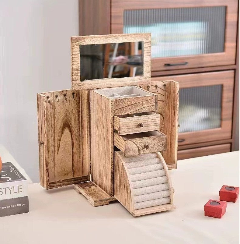 Large Capacity Wooden Jewelry Box Jewelry Organizer Drawers