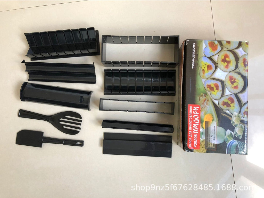 10Pcs DIY Sushi Maker Set Rice Roll Mold Kitchen Sushi Making Tool Kit Home UK