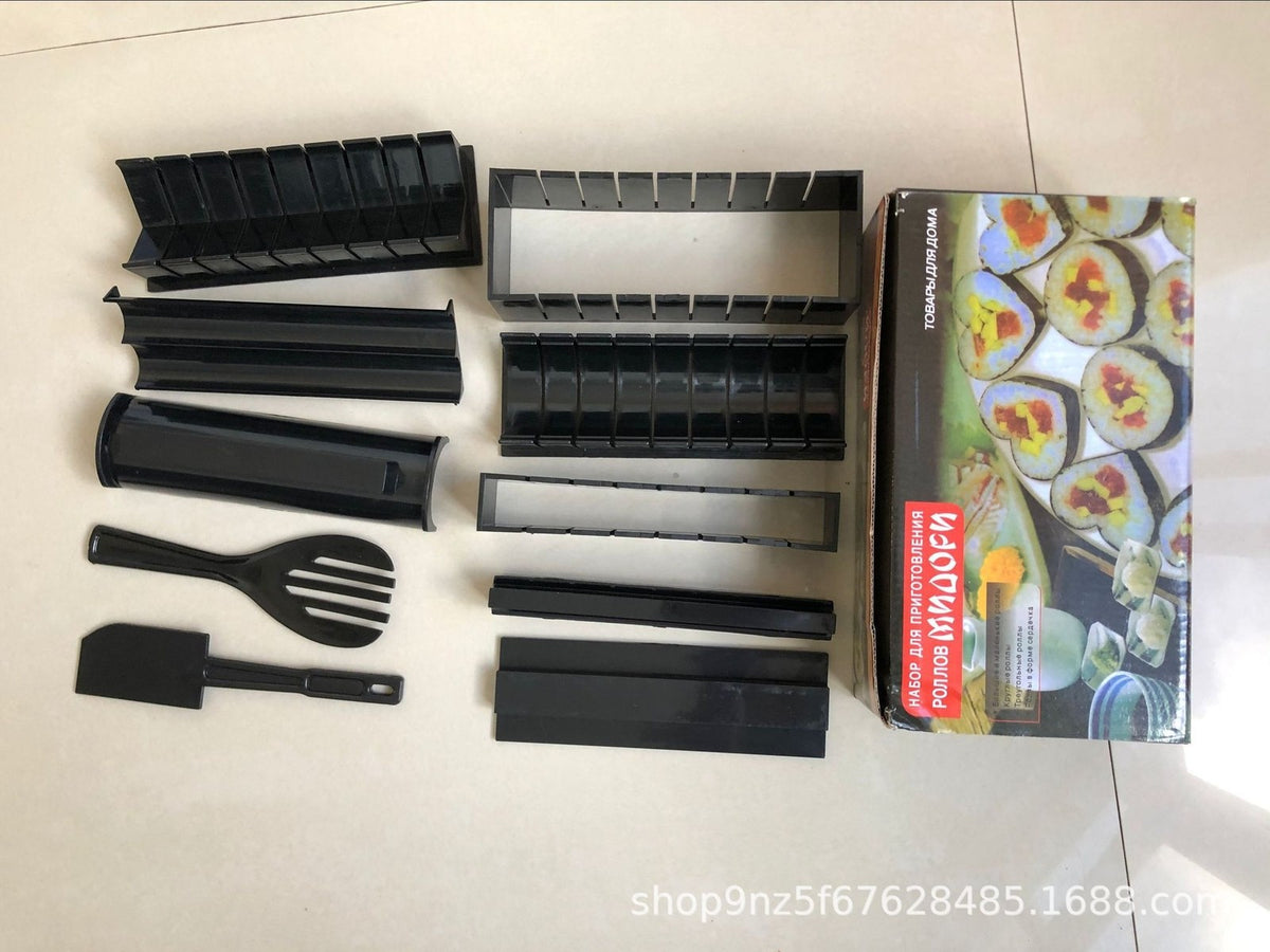 10Pcs DIY Sushi Maker Set Rice Roll Mold Kitchen Sushi Making Tool Kit Home UK