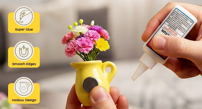 8Pcs Refrigerator Magnets Mini Ceramic Vase Fridge Magnet Vase Magnet for Fridge