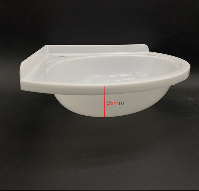 White Plastic Triangular Wall Mounted Corner Sink For Bathroom Spaces.*