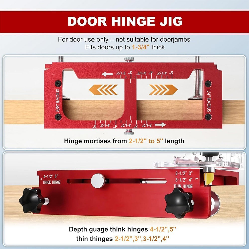 Adjustable Door Hinge Template Jig Router Mortiser for 2.5" to 5" Hinges Metal