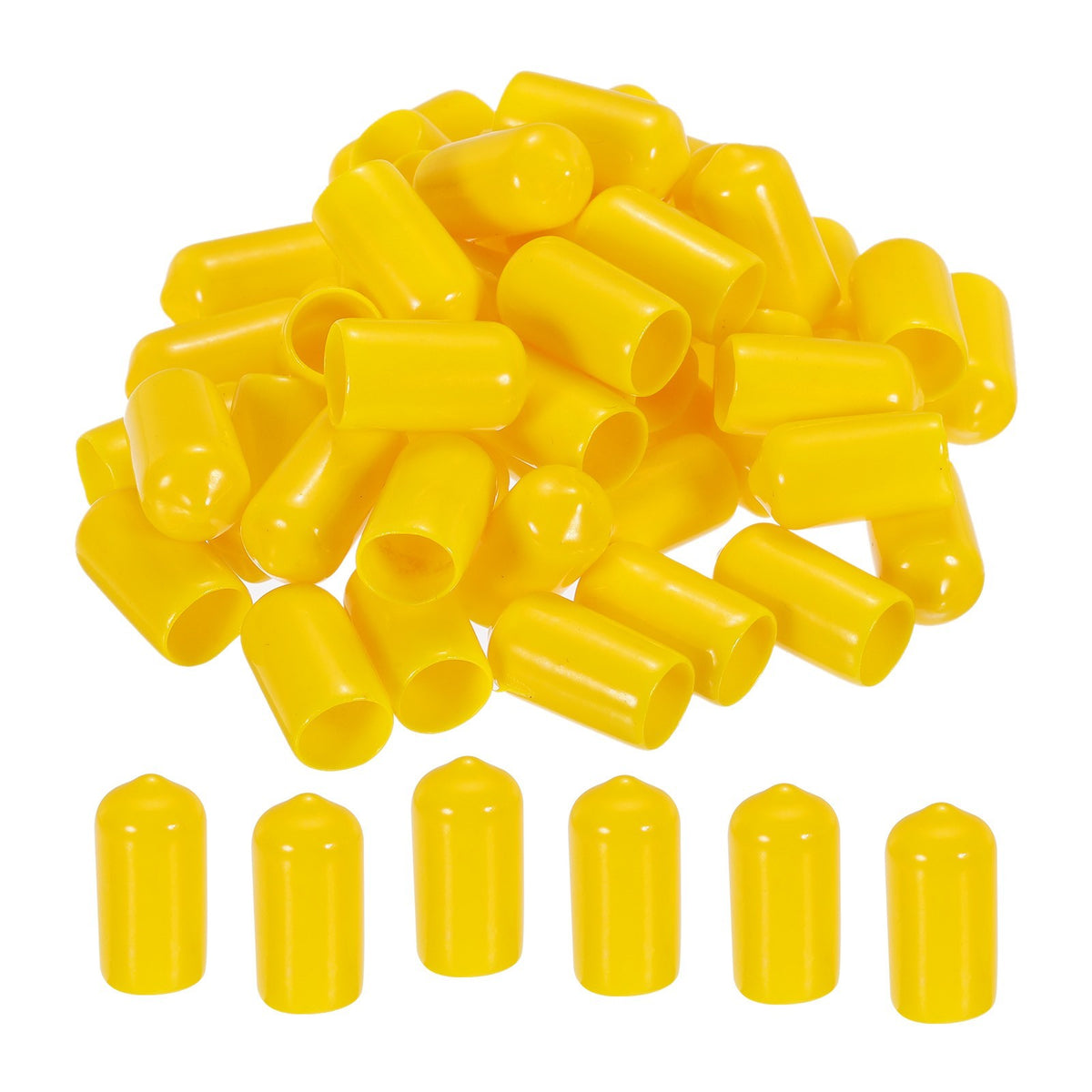 200pcs 10mm Rubber End Caps Cover PVC Vinyl Screw Thread Protector Yellow