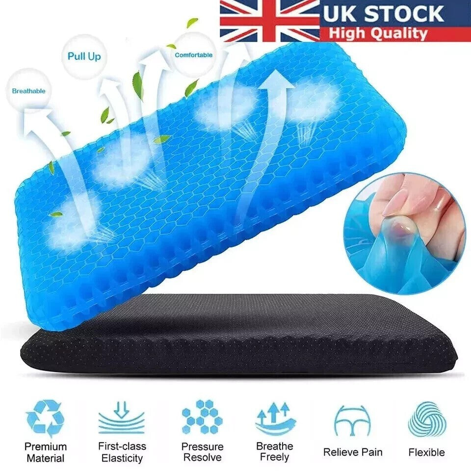 2PCS Orthopaedic Gel Seat Cushion Extra Thick Memory Foam Office Car Chair