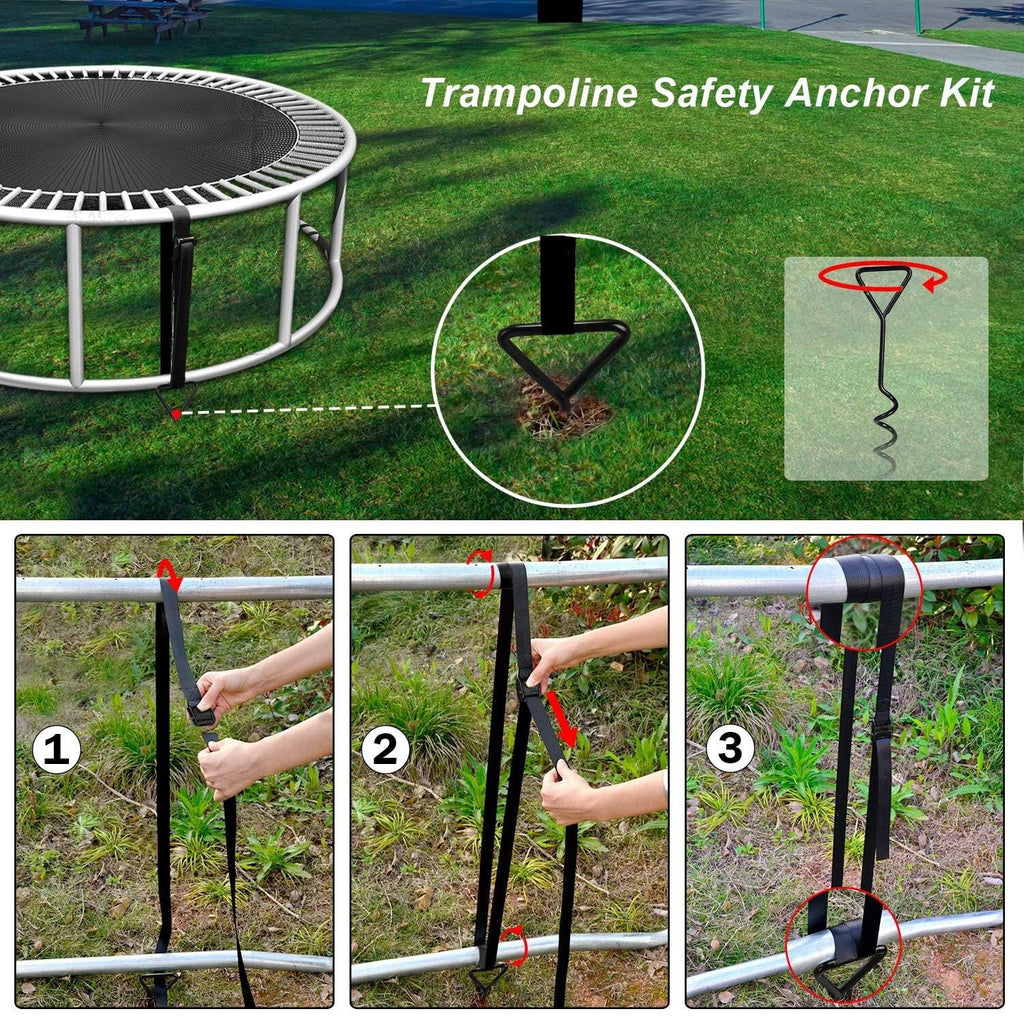 4X Heavy Duty Trampoline Anchor Ground Pegs Tie Down Kit Corkscrew Spira