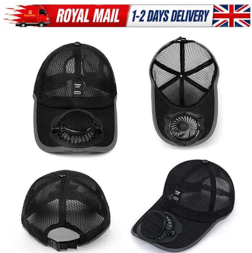 2026 Solar Rechargeable Peak Cap USB & Solar Powered Fan Hat Baseball Cap New