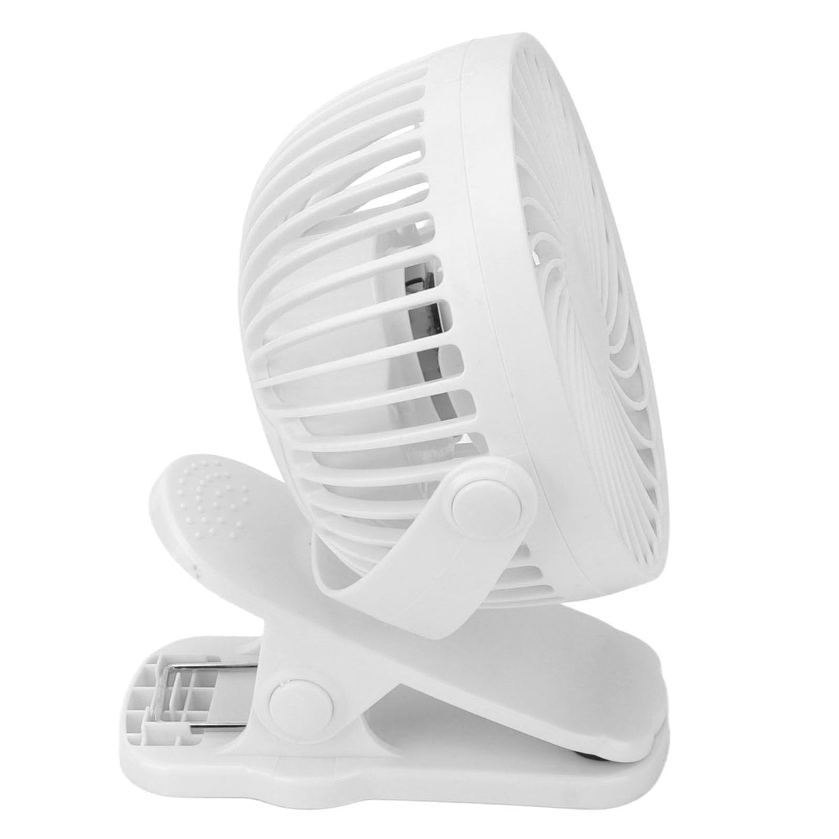 White Clip On Fan ABS 720 Degree 3 Gears Noiseless USB Battery Powered Mini Fan