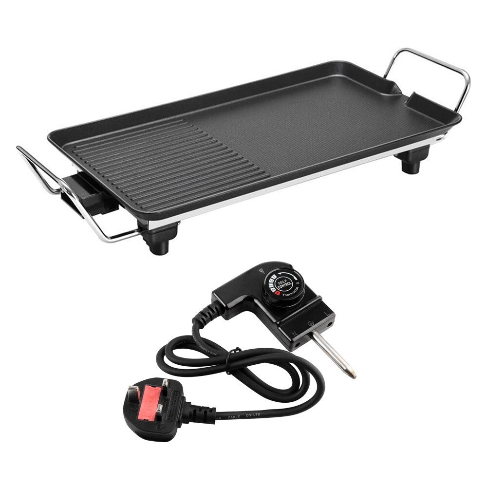 Electric Teppanyaki Table Top Grill Griddle BBQ Hot Plate Barbecue 40cmx23cm UK