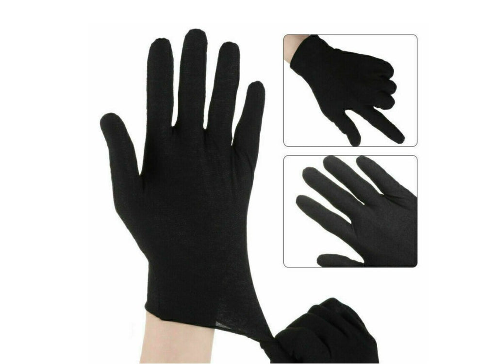 6/12Pairs Black Gloves Dermatological Overnight Moisturising Eczema Hand NEW