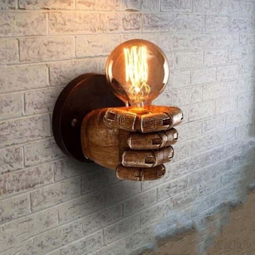 Retro Fist Wall Lighting Sconce Plug In Wall Light Home Bar Decorative Lamp E27