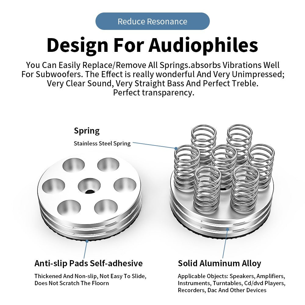 4pcs HiFi Audio Speaker Turntable Isolation Feet AMP Spring Shock Absorber Pads