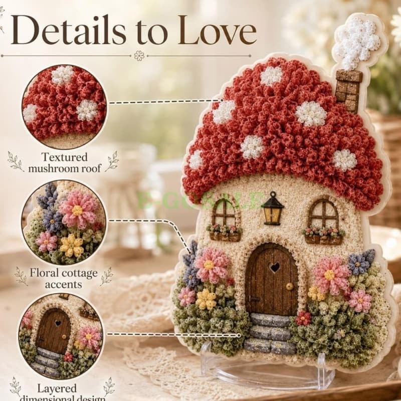 NEW HOT 3D DIY Craft Set Fabric Poke Art Kit Fairy Tale Village Cottage Handmade