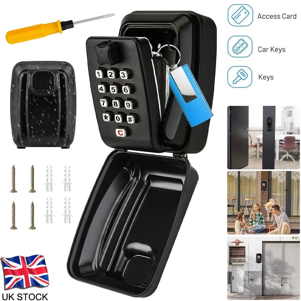 Key Safe Wall Mounted Lock Box Large Key Outdoor Lock Box 12-Digit Combination