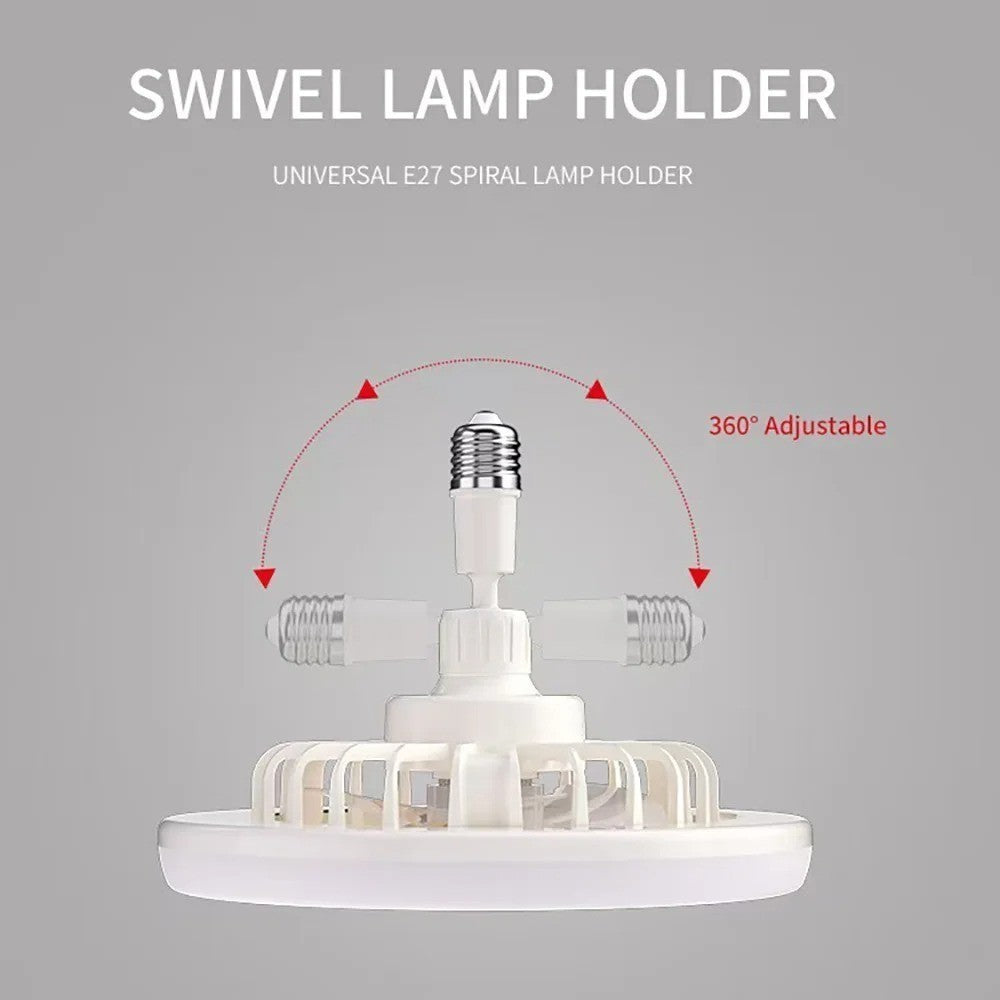 3 in 1 Rotatable E27 Socket Adapter Ceiling Fan Light Remote Control Home Lamp