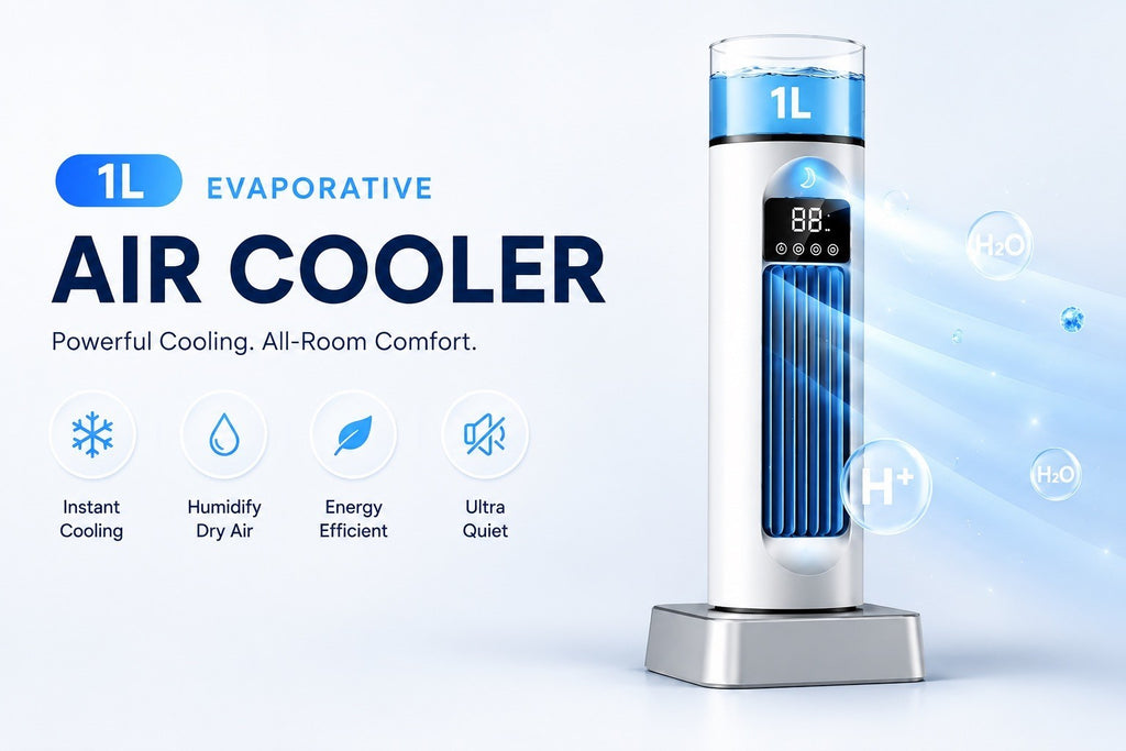 Bladeless Tower Fan Air Conditioning, Cold Fan with Remote Control, 90° White