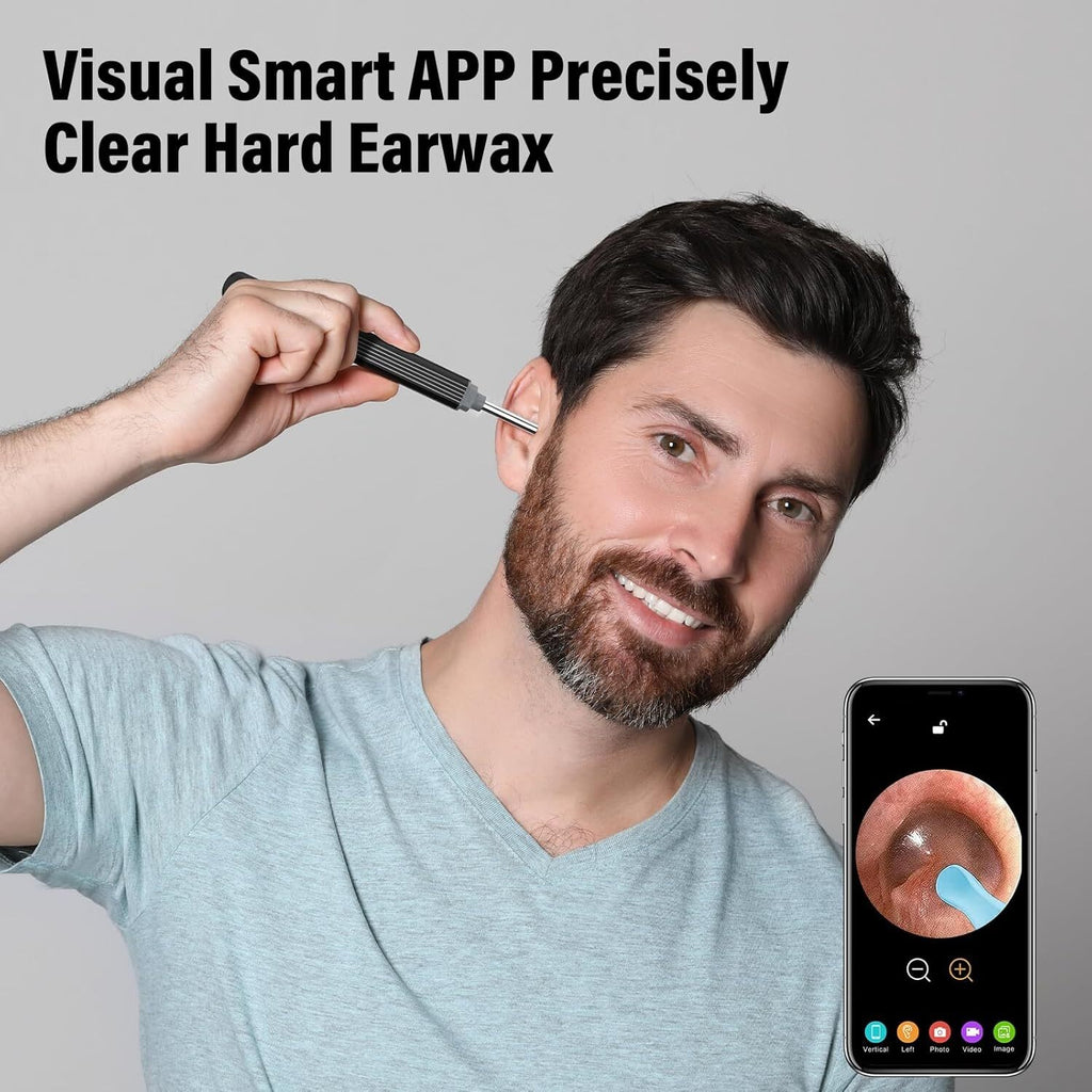 Ear Wax Removal Earwax Remover Tool with 8 Pcs Ear Set 1080P Camera Ear Cleaning