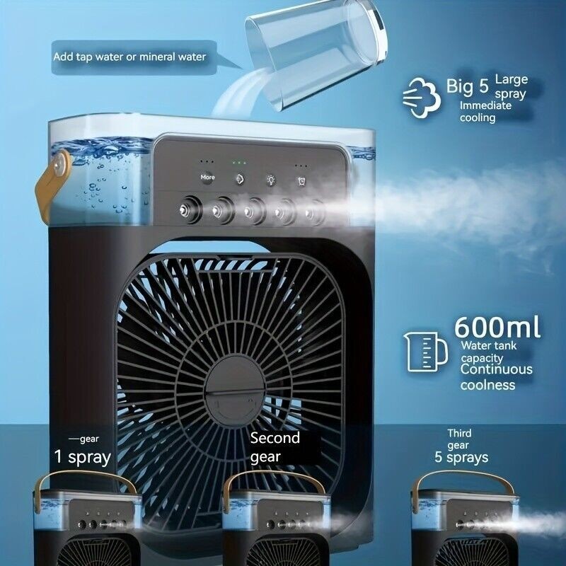 2X Portable Air Cooler Fan Black & White Evaporative AC Humidifier UK