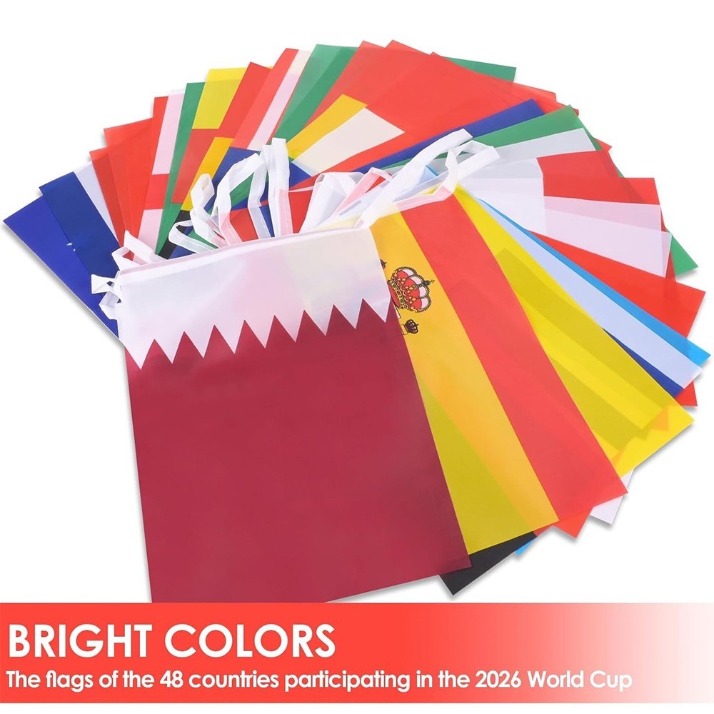 1 Pack World Flag Bunting for World Cup Party Decorations 2026, 48 Teams Flags
