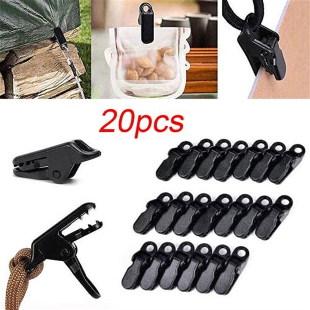 40 PCS Awning Tarp Clips Set Tent Clamp Buckle Camping Tool Heavy Duty Black UK