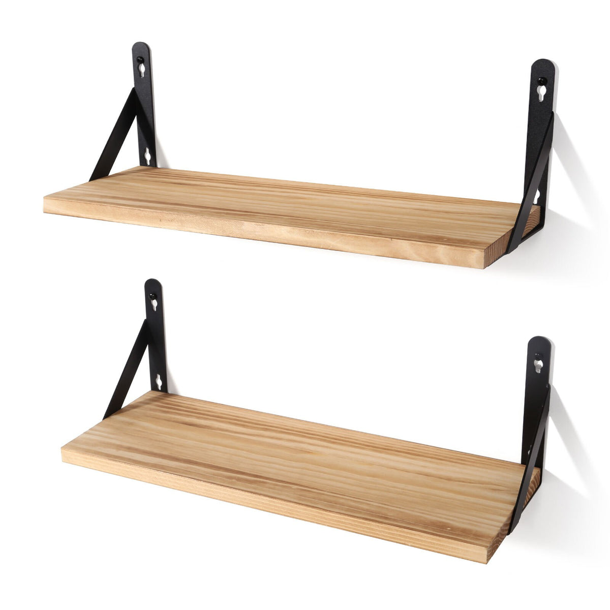 2PCS Floating Shelves Wooden Wall Mounted Display Storage Hold Rustic Industrial