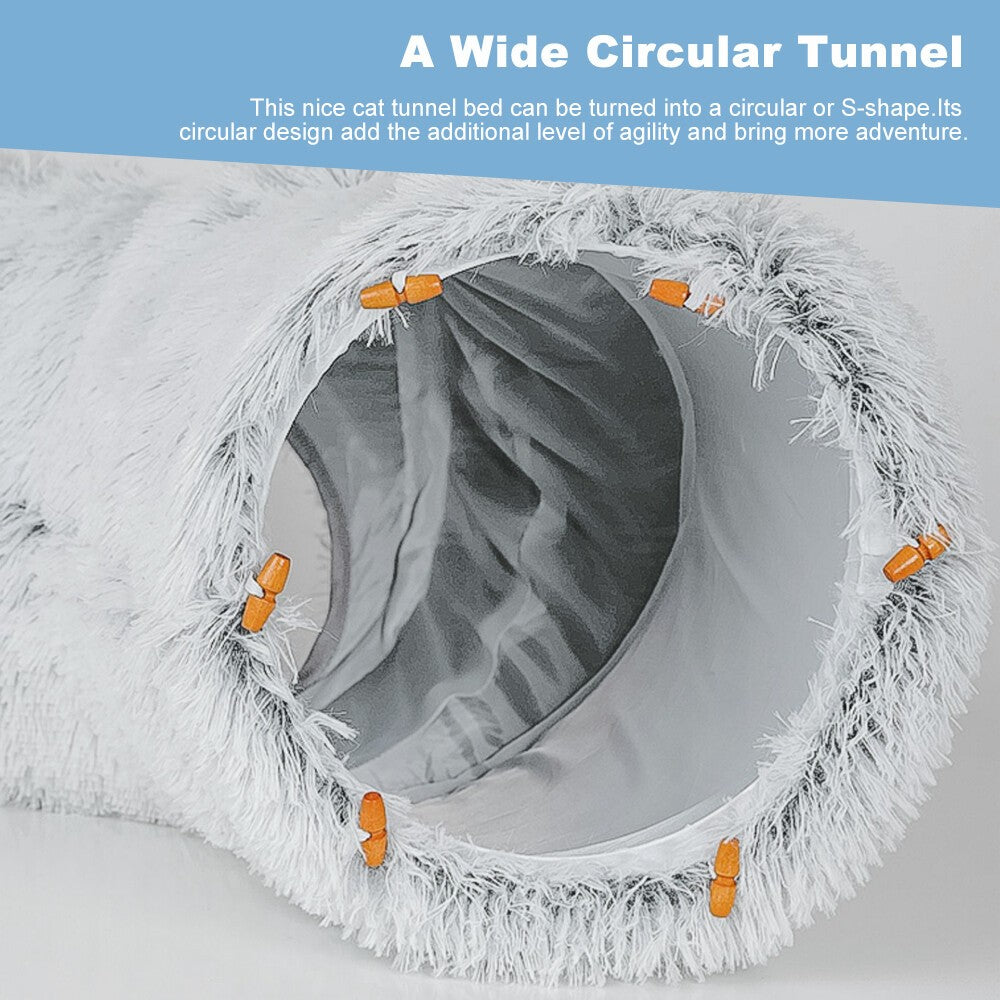 Cat Tunnel Collapsible Pet Play Tube Dogs Bunnies Crinkle Suede Tunnel Removable