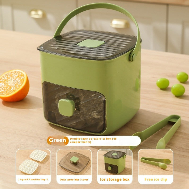 Press Type Ice Cube Tray Ice Making Box Large Capacity Easy Release with Handle