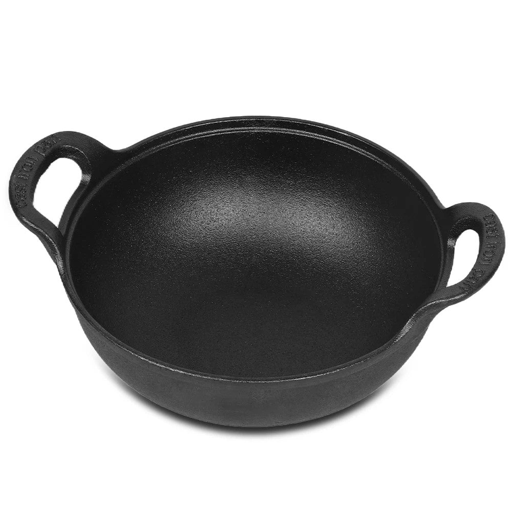 Cast Iron Shallow Casserole Dish Pan Cooking Pot Stew Stockpot Kitchen Cookware.