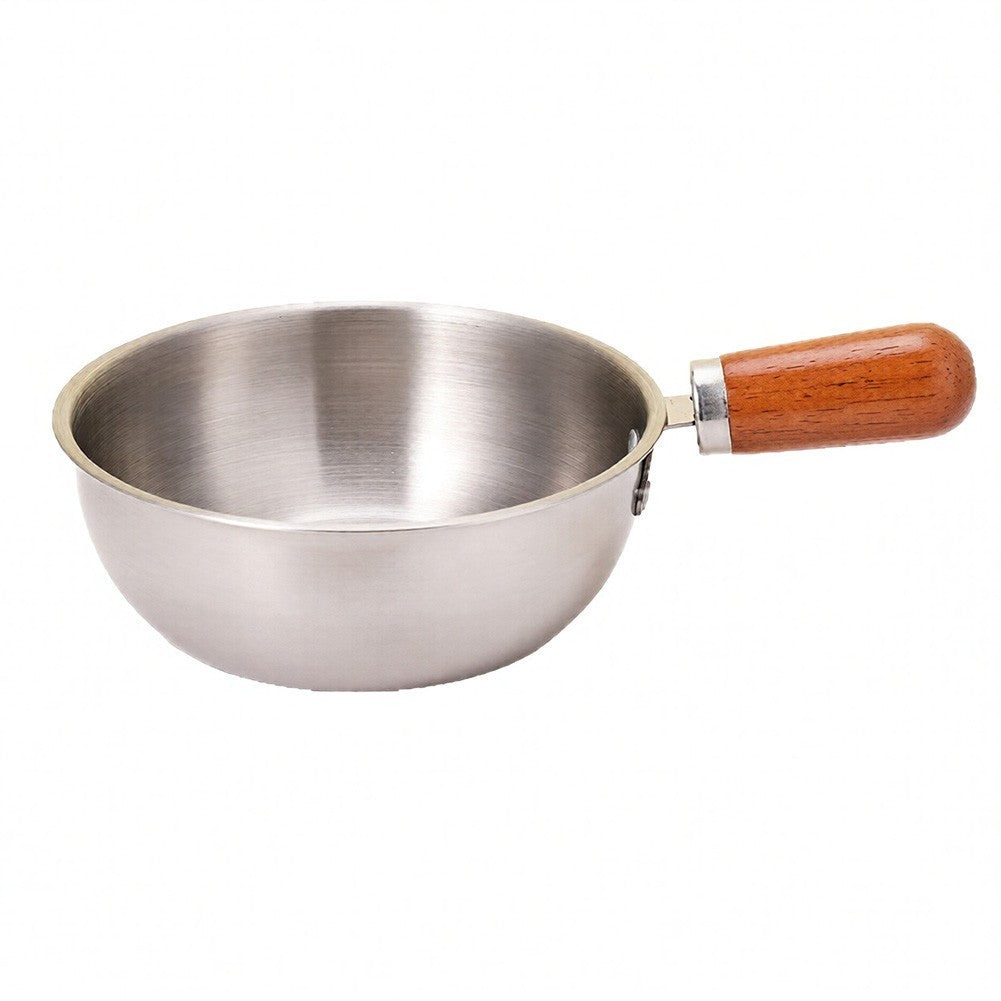 Heat Resistant Wooden Handle Stainless Steel Pot for Boiling Eggs and Milk