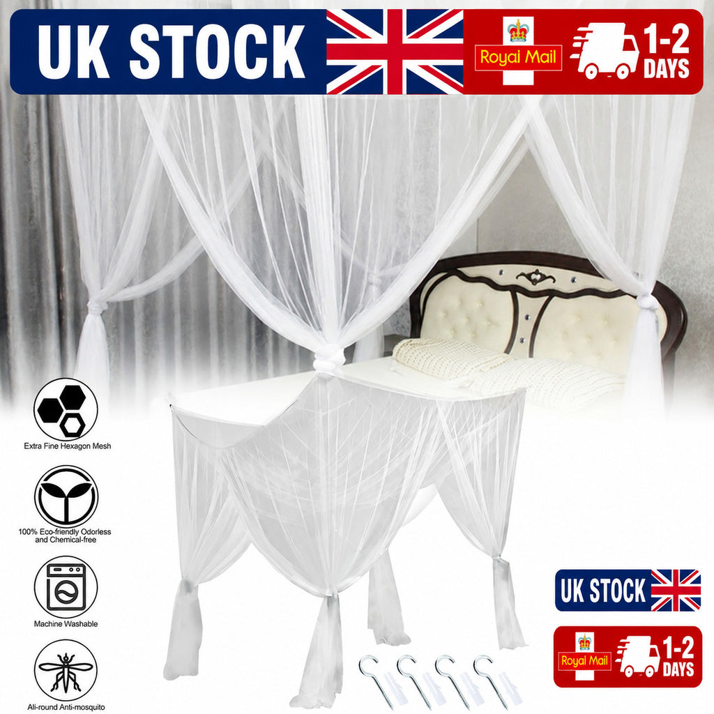 Mosquito Net Canopy  Fly Insect Protect Double King Bed Tent Mesh Curtain UK