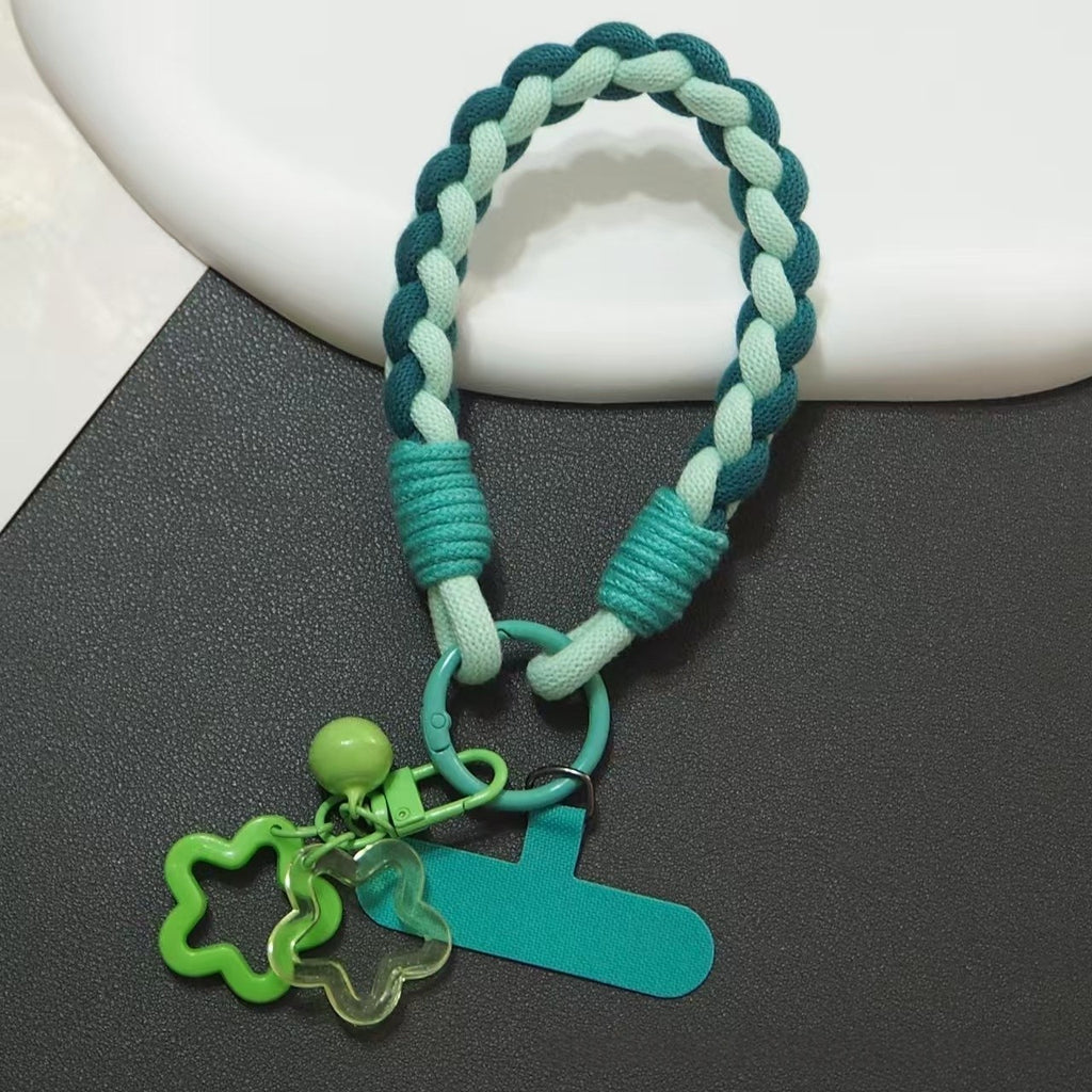 Sturdy Color-blocked Anti-loss Woven Phone Strap Keychain