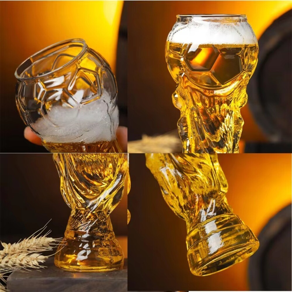 Football Trophy Beer Glass Cup 450 World Cup Shape Pint Bar Drinking Mug