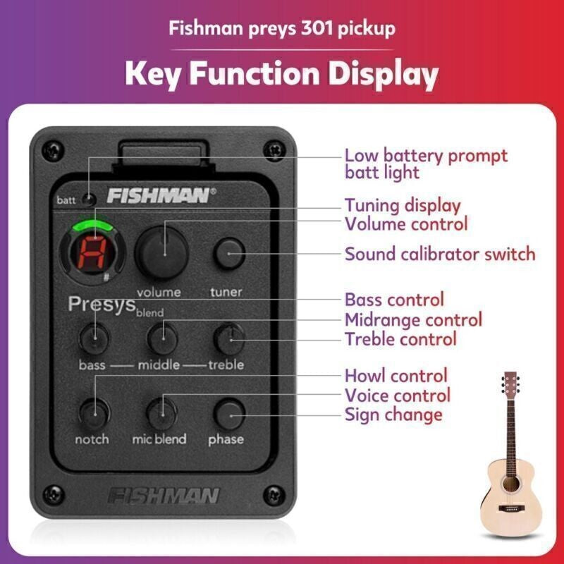 301 Presys Blend 301 Acoustic Guitar Pickup Preamp EQ Tuner Piezo Mic Beat