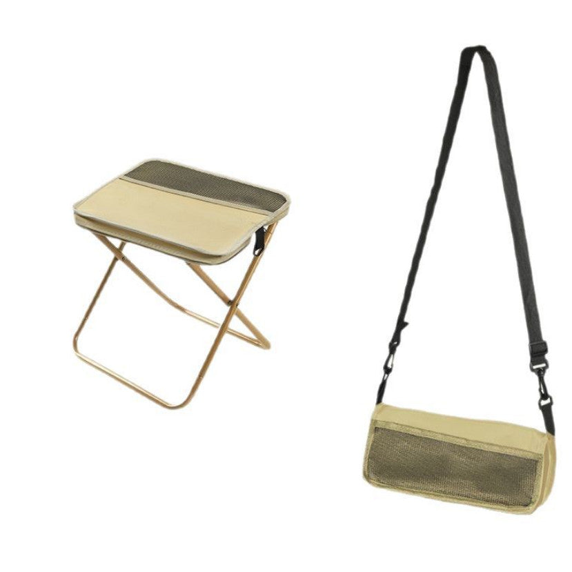 Khaki Foldable Backpack Stool Portable Mini Outdoor Camping Folding Seat Chair