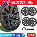 18" Wheel Cover Hubcaps Matte Black 4pcs For Tesla Model 3 2017-23 Silver Logo