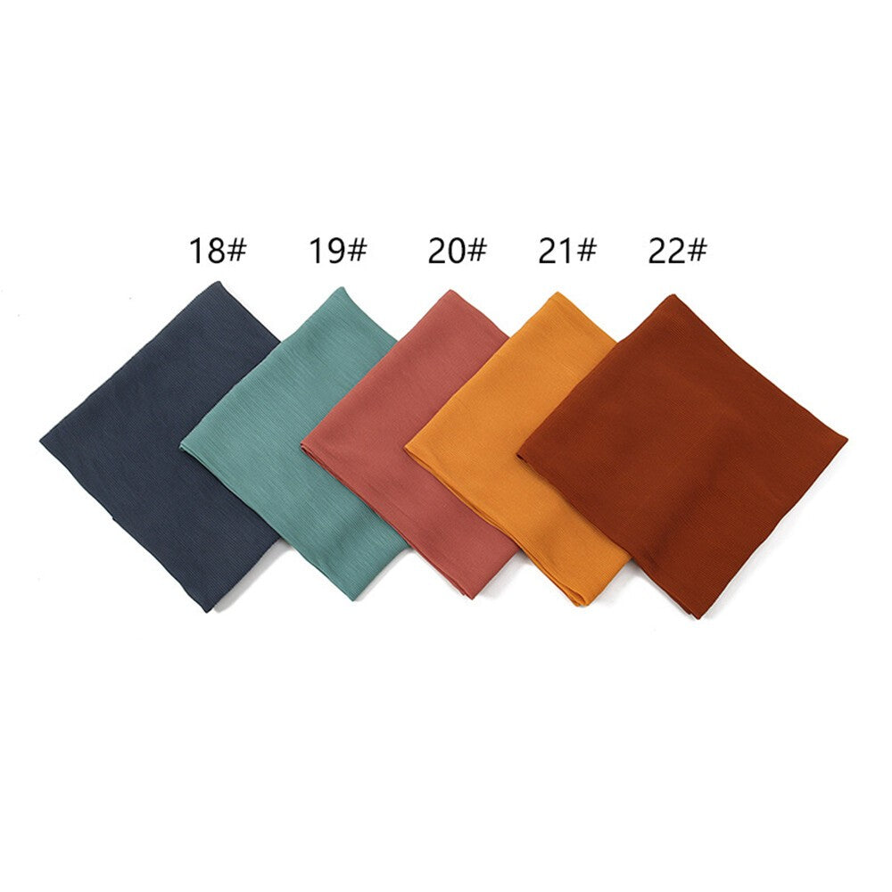 Pleated 120cm Square Scarf Women's Muslim Chiffon Hijab Shawls Headscarf Wraps