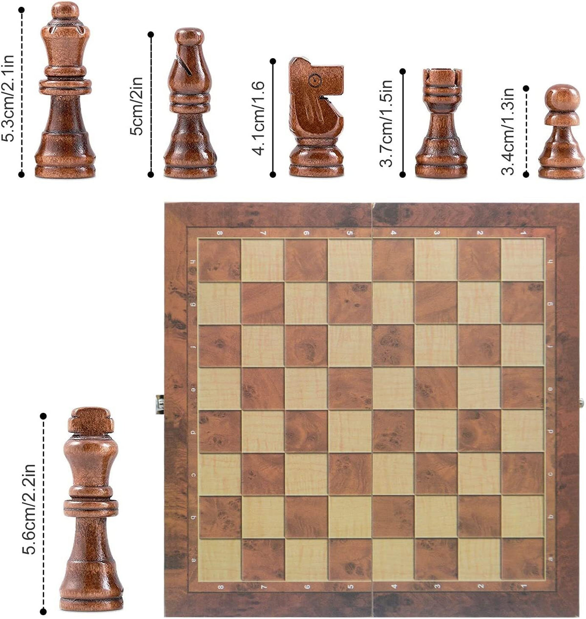 39CM Large Chess Wooden Set Folding Chessboard Board Chess 3 in 1 Chess Board