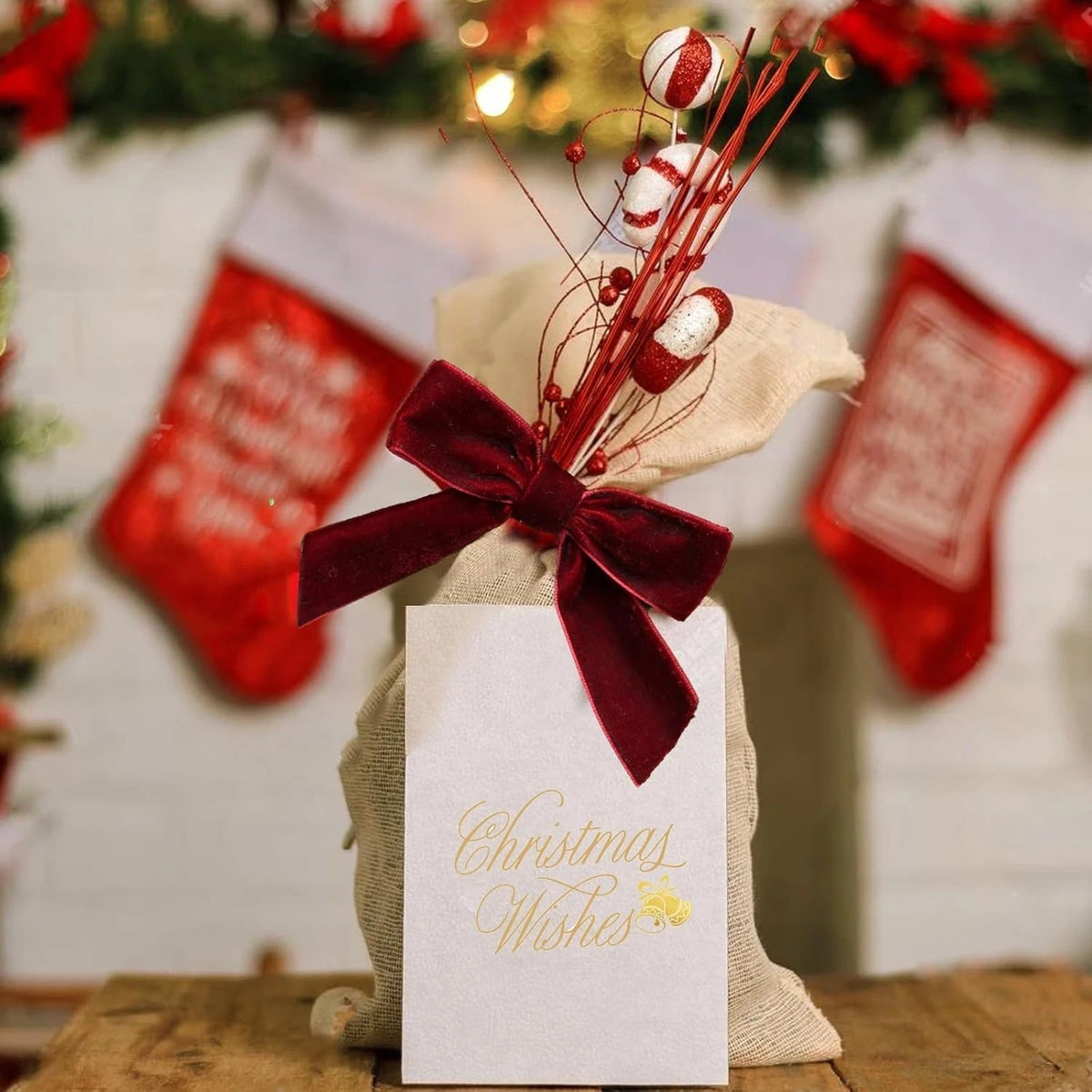 12Pcs Wine Red Velvet Bows with Twist Ties for Christmas Tree Decoration